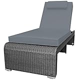 RS Trade Sonnenliege Monza Silber/Grau - Outdoor Liege mit beständigem Poly-Rattan-Geflecht -...