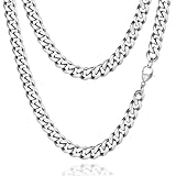 Zinvefa Halskette Herren Silberkette, 3/5/7/9mm Edelstahl Panzerkette Kette für Herren Damen Länge...