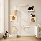 BYBYME Kletterwand Katzen, Katzen Kletterwand Set 6-teilig, Katzen Wandelemente, Kratzsäulen mit...