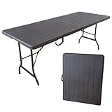 Lemodo Klapptisch in Holzoptik, Gartentisch klappbar 180 x 75 cm, Buffettisch bis 150 kg belastbar,...