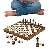 Uhngw Schachspiel Set Mit Klappdesign,Magnetisches Holz Schachbrett Spielset | Interaktiv...
