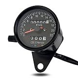 Shkalacar Motorrad Tachometer (220km/h), Motorrad Kilometerzähler Tacho mit Kontrollleuchten,...