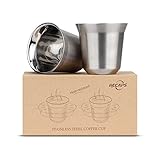 80 ml Edelstahl-Espressotassen-Set - 2er-Pack Doppelwandige 304-Edelstahl-Demitasse-Becher 2,7 Unzen...