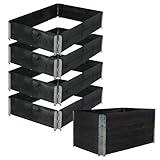 TRUTZHOLM Hochbeet 4er Set Palettenrahmen Pflanzbeet 120x80x80 cm aus Holz schwarz Garten Balkon...