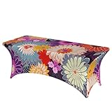 Rechteckige Tischdecke mit böhmischen Blumen, waschbar, winkle und schmutzabweisend, Spandex,...