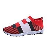 Woaikeyu Flache Slip-On-Sneaker für Damen, Farbblock, Laufschuhe, atmungsaktiv, lässig,...