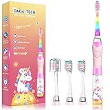 Elektrische Zahnbürste Kinder ab 3-6-8-12 Jahre mit buntem Regenbogen-LED-Licht Integrierter Timer...