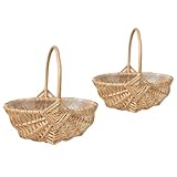 Homoyoyo 2 Stück Handgewebtes Rattan Blumenkorb mit Griff Kleine und Große Körbe für...