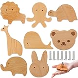 8 PCS Schrankknöpfe Holz fur Kinderzimmer,Tier Holz Schubladengriff,Möbelknöpfe...