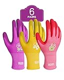 PACIFIC 6 Paar Gartenhandschuhe für Damen, Latex-Beschichtete Gartenhandschuhe, Atmungsaktiv,...