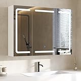 DICTAC Spiegelschrank Bad mit Beleuchtung und Steckdose Badezimmerschrank mit Spiegel und...