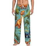 Herren-Schlafanzughose mit Cartoon-Dinosaurier-Bildern, weicher Flanell, warme Pyjamahose mit...