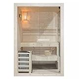 HORI® Moderne Sauna Heimsauna inkl. Saunaofen & Saunasteinen | 3,6 kW Ofen I 2 Personen