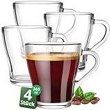 Konzept 11 - Teegläser mit Henkel XL, 4er Set, Große Kaffeegläser, Cappuccino Gläser 360 ml Glas...