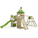 FATMOOSE Spielturm Ritterburg RiverRun Royal mit SurfSwing, Schaukel & apfelgrüner Rutsche, Outdoor...