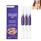 Zahnaufhellung Stift, Purple Teeth Whitening Pen 3 Stück, Schnelles Bleaching Zähne Anwendungen,...