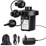 Elektrische Luftpumpe, Luftpumpe für luftmatratzee mit 3 Düsen, 110 V AC/12 V DC, Inflate und...