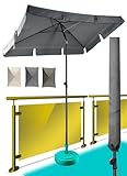 Menz Sonnenschirm, inkl. Sonnenschirmhülle - UPF 50+ Sonnenschirm rechteckig 200 x 125 cm,...