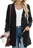 GRECERELLE Strickjacke Damen mit Taschen Langarm Cardigan Open Front Herbst Winter Casual...