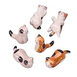 BuyWeek Stäbchen Halter Lucky Cat, 6Pcs/Set Keramik Essstäbchen Rest Lucky Cat Essstäbchen Ablage...