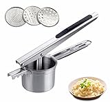 gezahnt Kartoffelpresse aus Edelstahl, Griff mit rutschfestem Silikon Kartoffelstampfer mit 3...