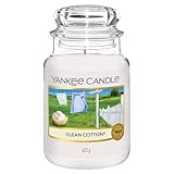 Yankee Candle Duftkerze im Glas (groß) | Clean Cotton | Kerze mit langer Brenndauer bis zu 150...