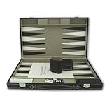 PrimoGames Attaché Koffer Backgammon Spiel - Edles Kunstleder Backgammon-Set mit feinem Filz...