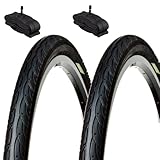 ECOVELO Unisex – Erwachsene V.a. 2 Reifen 26 x 1,95 (50-559) + amerikanische Schläuche, Schwarz,...
