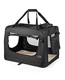 lionto Hundetransportbox faltbar für Reise & Auto, 50x34x36 cm, stabile Transportbox mit...