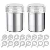 Atliberswo 2 Kakaostreuer, Puderzuckerstreuer, Kaffeezubehör, Edelstahlmaterial, mit Deckel,...