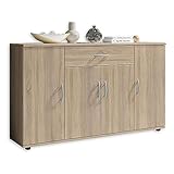 Stella Trading LILLY Kommode in Sonoma Eiche Optik - Modernes Sideboard mit viel Stauraum für Ihren...