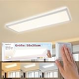 BestLuz Deckenlampe LED Deckenleuchte, Dreistufige CCT 3000K/4000K/6500K 58x20CM 24W 3000LM IP44 LED...