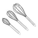 Amazon Basics Edelstahl- und Silikon-Schneebesen-Set, antihaftbeschichtet, 20,3 cm, 3 Stück,...