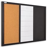ALLboards Kombitafel 3 in 1 Kombitafel Magnettafel Whiteboard, & Schwarze Magnetische Kreidetafel...