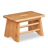 Relaxdays Fußbank Bambus, bis 100 kg, Stabiler Tritthocker, HBT: 20x33x21,5 cm, Kinderhocker Bad,...