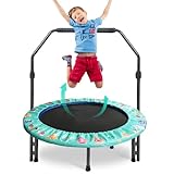 Trampolin Kinder Ø 92cm Mini Kindertrampolin mit Verstellbarer Griff & gepolsterter...