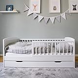 Kids Collective Kinderbett 70x140 cm mit Schublade, Lattenrost und Rausfallschutz in weiß, mit...