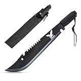 KOSxBO® Bolo Machete Messer mit Sägerücken und Kunststoffscheide o. Nylonscheide, Länge 50 cm,...