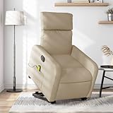 ShGaxin Elektrischer Massagesessel, höhenverstellbar, cremefarbener Stoff, Relaxsessel,...