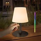 FUYO LED Akku Outdoor Tischlampe mit 8 Farben Dimmbar Kabellos Tischleuchte Tragbare Farbwechsel...