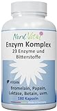 Enzym Komplex mit 23 aktiven Inhaltsstoffen - 180 magensaftresistente Kapseln - Enzyme und...