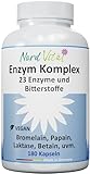 Enzym Komplex mit 23 aktiven Inhaltsstoffen - 180 magensaftresistente Kapseln - Enzyme und...