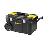 Stanley Essential Mobile Montagebox (50 L, Metallverschlüsse, Teleskopgriff, stabile Räder für...