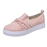 Woaikeyu Einfarbig, Schleife, Perlen, lässig, flach, für Damen, Slip-On-Sportschuhe, modisch,...