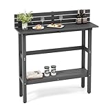 COSTWAY Outdoor Bartisch, Stehtisch mit Ablage und verstellbaren Fußpads, wetterfester Tresentisch...