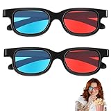 2 Stücke 3D Brille,3D Brillen,3D Brille Für Fernseher,3D Brille Rot Blau,3D-Anaglyphenbrille,Rot...