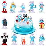 Mini Figuren Set, 12 Stück Tortendeko Blau Smurfs, Kuchendekoration, Cupcake Figuren Dekoration,...