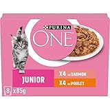 PURINA One Junior Dispersions-Sauce, Verschiedene Geschmacksrichtungen, Lachs und Huhn, für...