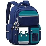 Amythe Schulranzen Jungen, Kinderrucksack Große mit Süßem Anhänger, Schultasche für Jungen 2....