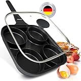 endusor Spiegeleipfanne induktionsgeeignet mit Deckel (27cm) - Eierpfanne & Pancake Pfanne mit...